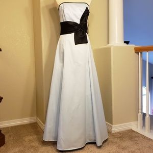 NWT Ice Blue and Black Strapless Gown